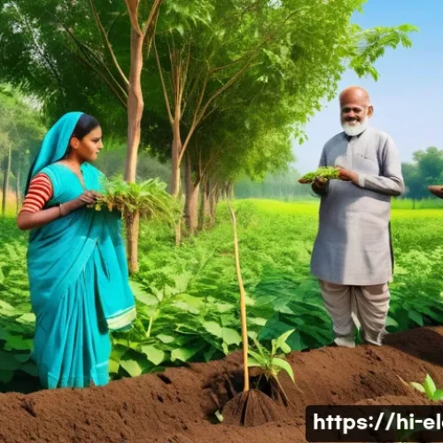 Home 15 환경 교육 프로그램 - A vibrant forest conservation scene in a rural Indian village setting, showing diverse people includ...