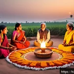 Home 18 전통 문화 체험 - A vibrant Indian cultural festival scene featuring a diverse group of people dressed in traditional ...