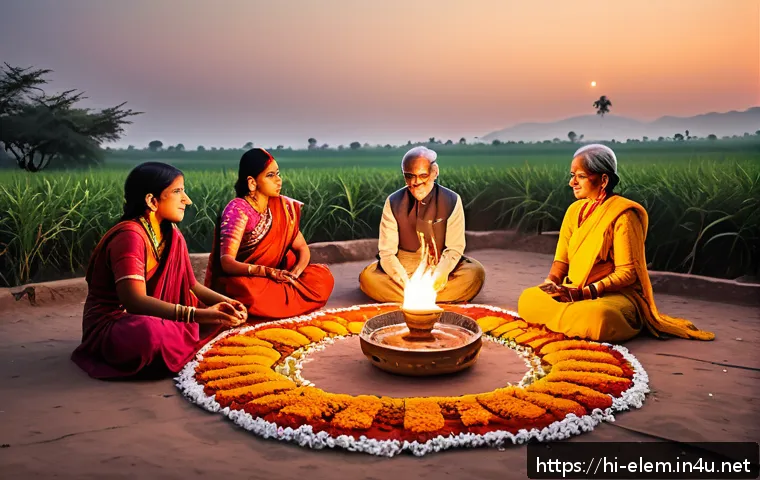 전통 문화 체험 - A vibrant Indian cultural festival scene featuring a diverse group of people dressed in traditional ...