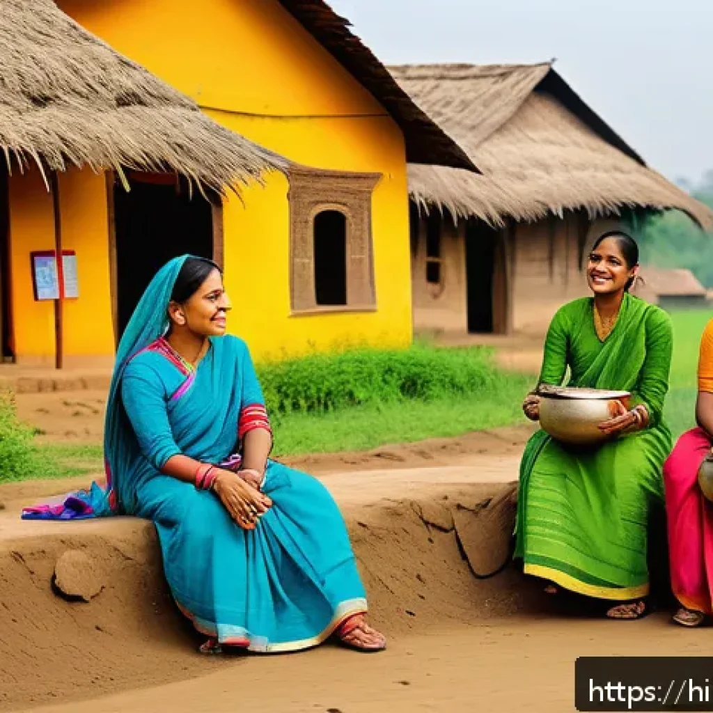 사회 탐구 프로젝트 - A vibrant rural Indian village scene featuring diverse local people engaged in traditional cultural ...