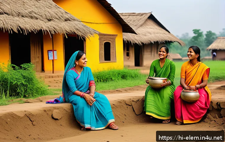 사회 탐구 프로젝트 - A vibrant rural Indian village scene featuring diverse local people engaged in traditional cultural ...